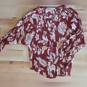 Easel Burgundy Floral Blouse